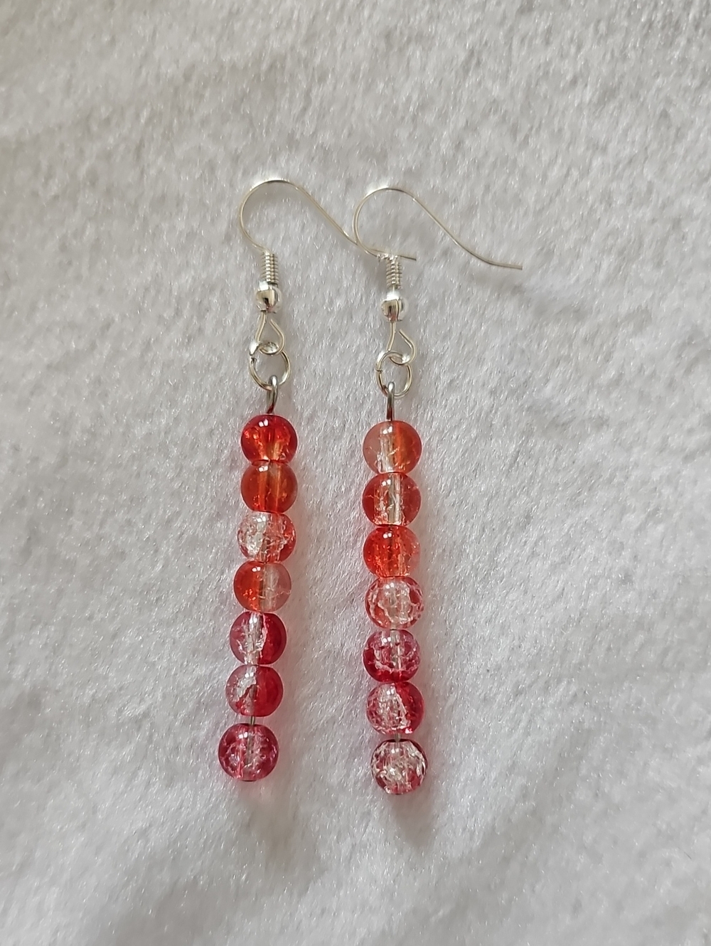 Red Gradient Glass Crackle Bead Drop Earrings